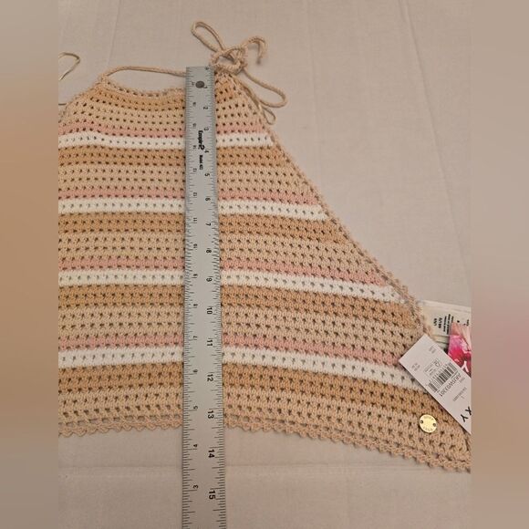 Roxy Daydreamer Cropped Crochet Halter Top Size Large Multicolor - Picture 4 of 12